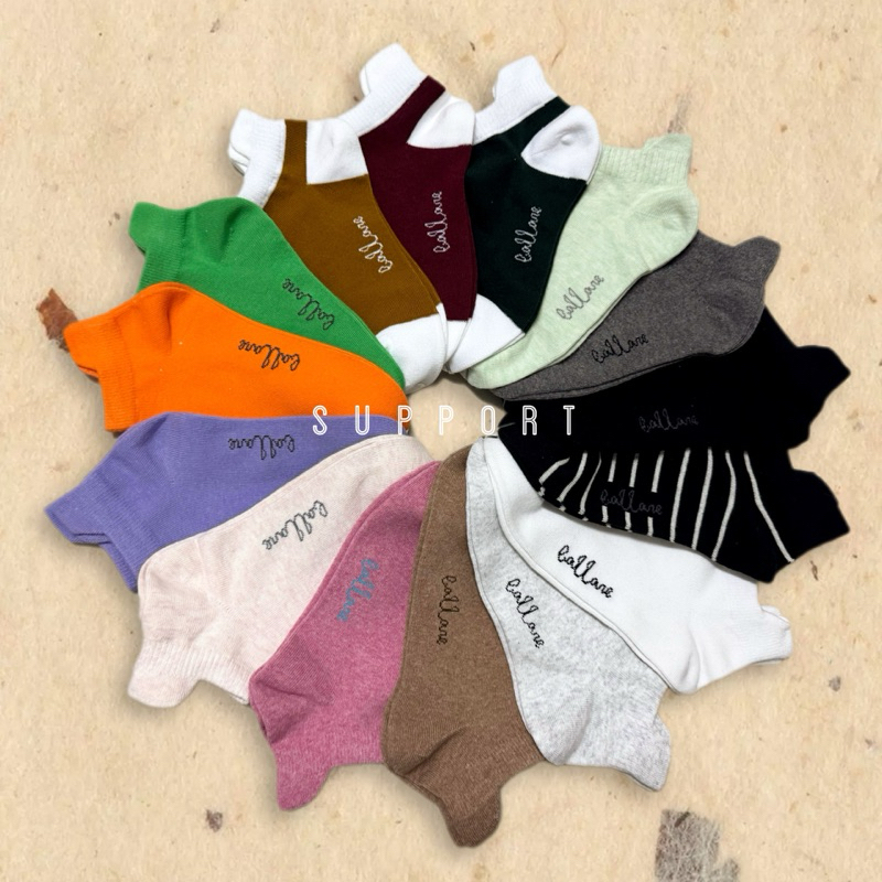 ถุงเท้าใยฝ้าย ข้อพอดีตาตุ่ม มีหูกันเสียดสีเนื้ออ่อน รุ่น Support