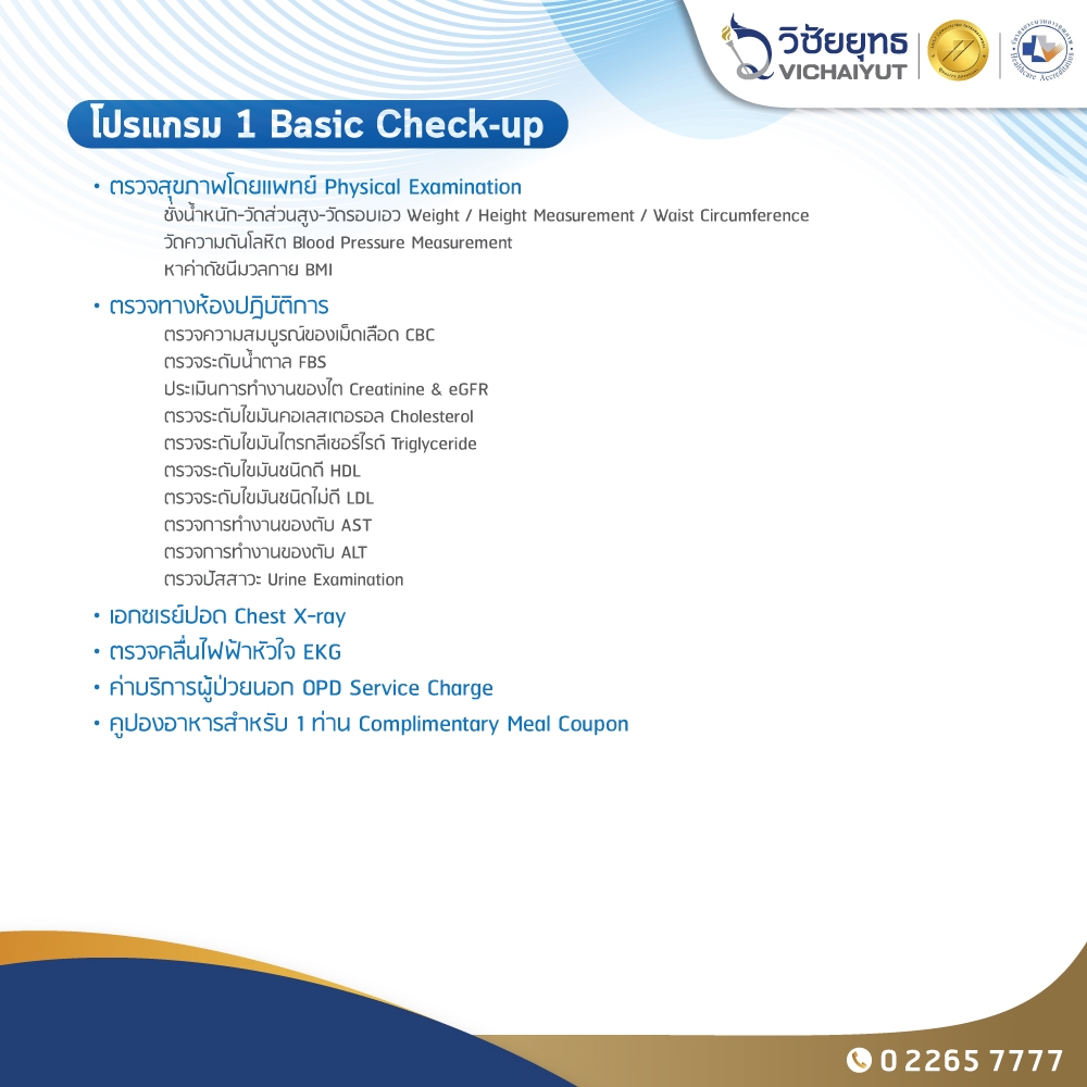 [E-Coupon] รพ.วิชัยยุทธ - โปรแกรมตรวจสุขภาพประจำปี อายุ 30 ปี