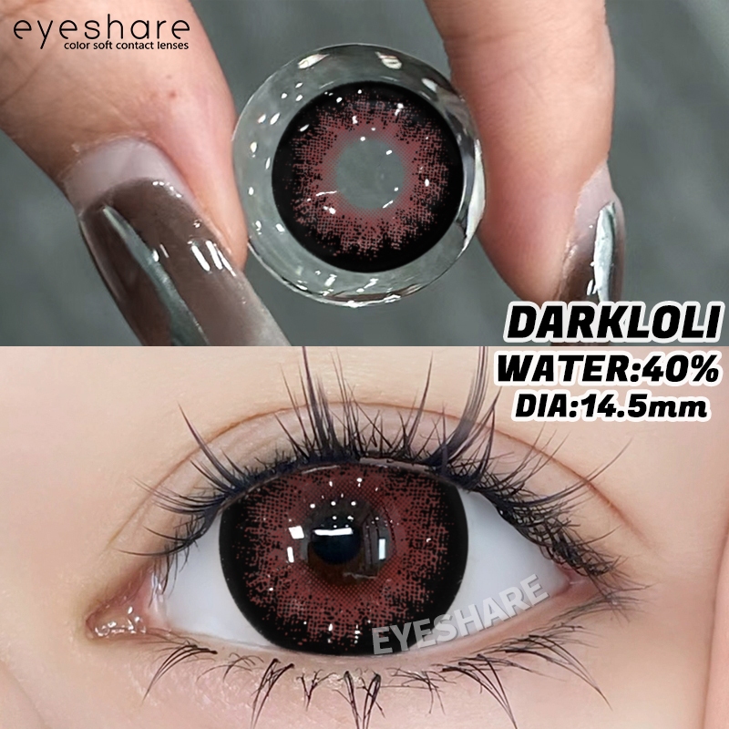 {COD}-คอนแทคเลนส์ Eyeshare Darkloli 1 คู่ คอนแทคเลนส์สี ตาโต ขนาด 14.5 มม. ใช้ได้ 1 ปี เลนส์แฟชั่น ปริมาณน้ำ: 40% - รูปที่ 2