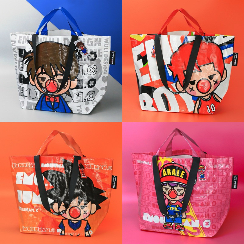 พร้อมส่ง🇹🇭 shopping bag ตัวการ์ตูน กระเป๋าแนวถุงปุ๋ย กระเป๋าช้อปปิ้งกันน้ำ ถุงใบใหญ่