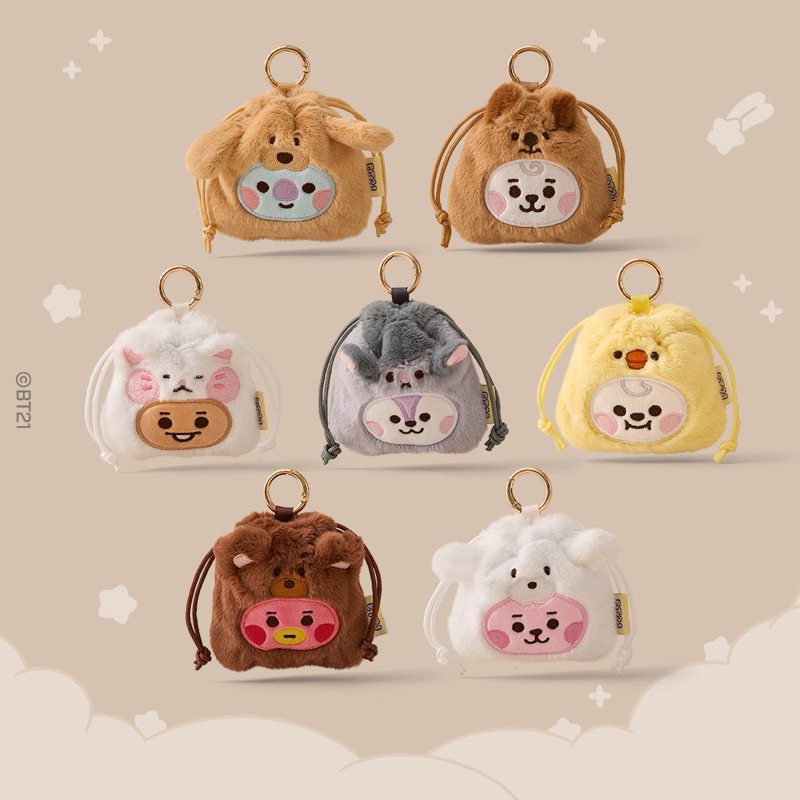 พร้อมส่ง พวงกุญแจกระเป๋าหูรูด BT21 BABY KEYRING FLUFFY Pouch ของแท้