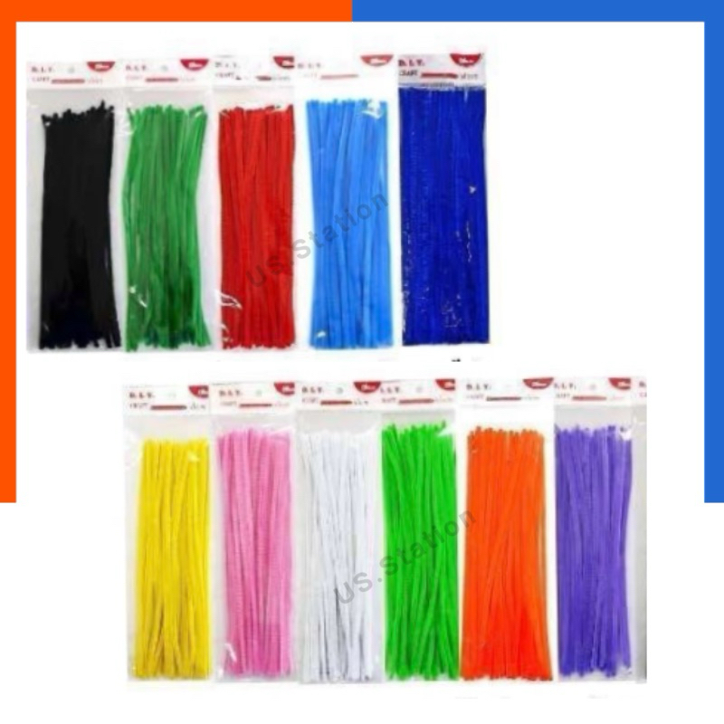 ลวดกำมะหยี่ สีสด แพค 30ชิ้น คุณภาพสูง ลวดขน ลวดนุ่ม ที่มีสีสัน ดัดง่าย ขนนุ่มฟู ยาว 30ซม หนา 0.6mm DIY ลวด US.Station