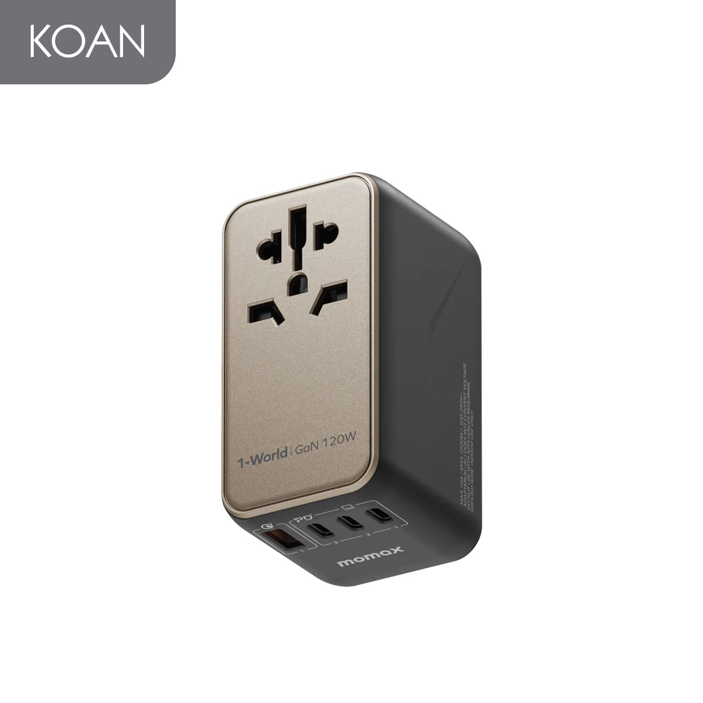 MOMAX 1-World 120W GaN 4-port + AC travel adapter