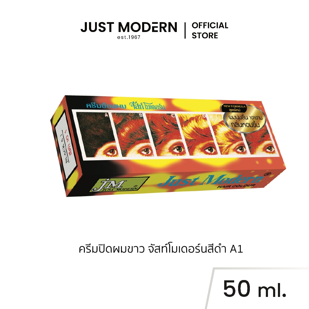Just Modern (จัสท์โมเดอร์น) ครีมย้อมผม ปิดผมขาว สีดํา เอ1 Grey Coverage Hair Cream Black 50 ml.