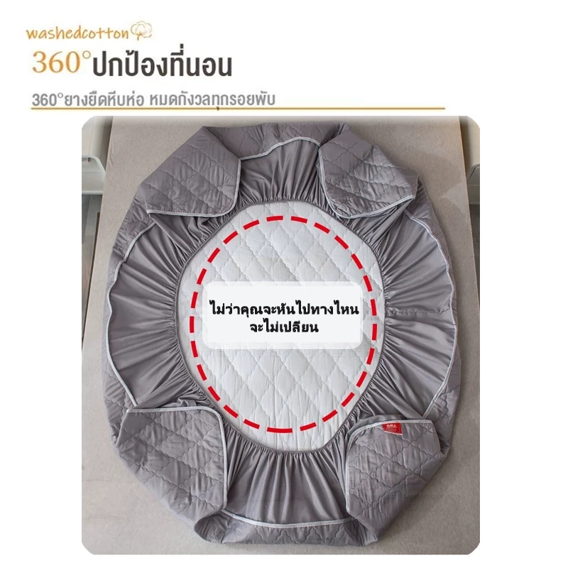 เซ็ต ผ้าปูที่นอน สัมผัสนุ่ม ผ้าปูที่นอน โทนสีพื้น ชุดเครื่องนอน ครบเซ็ต6 ชิ้นฟุต รุ่นกันไรฝุ่น thumbnail 8