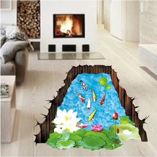 สติ๊กเกอร์ติดผนัง 3D Wallpaper มนุษย์แมงมุม บ่อน้ำ สวน รูปแบบการ์ตูน 3D สําหรับตกแต่งบ้าน ห้องเด็ก