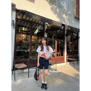 Acasey กางเกงยีนส์ผู้หญิง ขาสั้น รุ่น Puffy Short Jeans S-42