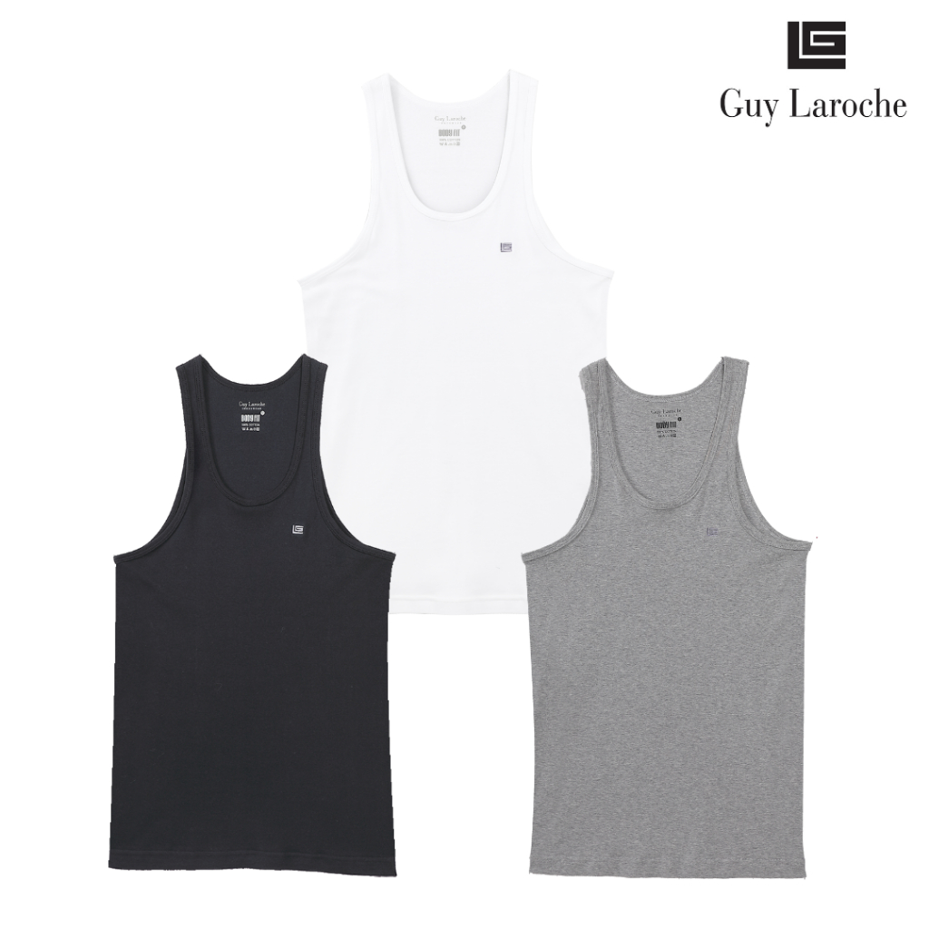 Guy Laroche เสื้อกล้ามทรง Body Fit ปัก LOGO GL ที่หน้าอก มีให้เลือก 3 สี ขาว ดำ เทา รุ่น JVE2423R5