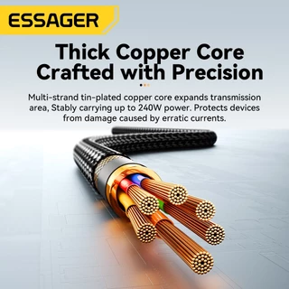 Essager C to C 240W 5A สายเคเบิลข้อมูล เหมาะสำหรับอุปกรณ์หลากหลายประเภท