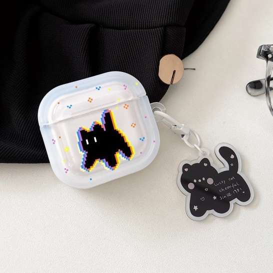 จัดส่งจากกรุงเทพ AirPods 4 case Pro2 Pro 3 2 1 cute แมว Case แมวดำตัวน้อย กรณีปลอกสําหรับ AirPods ge