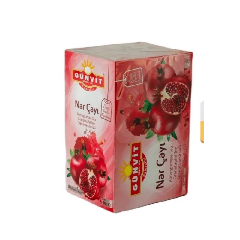 ชาทับทิม Pomegranate Tea ขนาดบรรจุ 20 ซอง แบรนด์ Guvit สินค้าจากตุรกี วันหมดอายุ 01/2028  (พร้อมจัดส่ง)