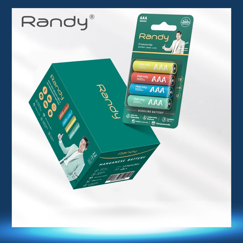 (ซื้อ 1 เเถม 3) Randy Battery แมงกานีส ถ่าน AAA ความจุสูง ถ่านสำหรับใส่ วิทยุ ของเล่น ไฟฉาย นาฬิกา เมาส์ไร้สาย