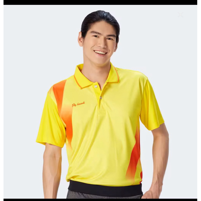 เสื้อโปโลผู้ชาย Flyhawk A396 สีเหลือง ขนาดใหญ่กว่าปกติ