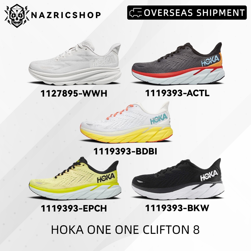 （ของแท้100% ）HOKA ONE ONE  Clifton 8 1119393-BKW/1119393-ACTL/1119393-EPCH รองเท้ากีฬา  รองเท้าวิ่งร