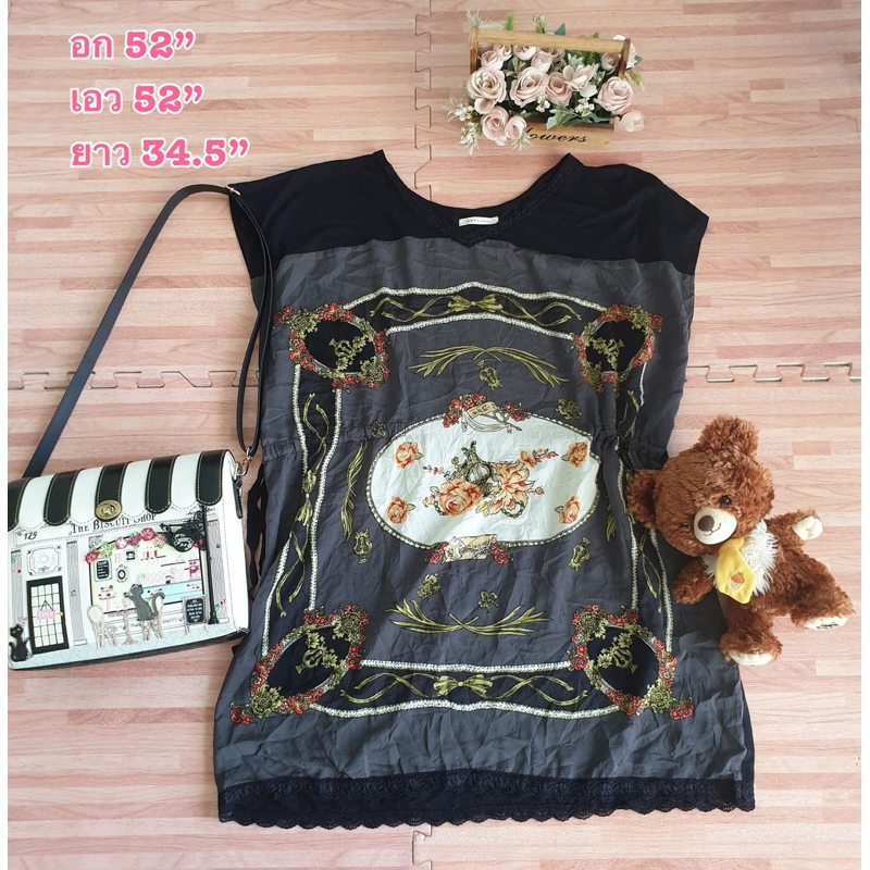 axes femme เสื้อ อก 52 นิ้ว สีดำ มือสอง