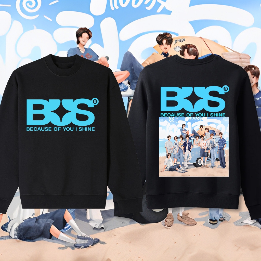 ✨✨BUS Because of you, i shine เสื้อกันหนาวคอกลม UNISEX เสื้อสเวตเตอร์ผ้าฝ้าย BUS sweatshirt M-3XL