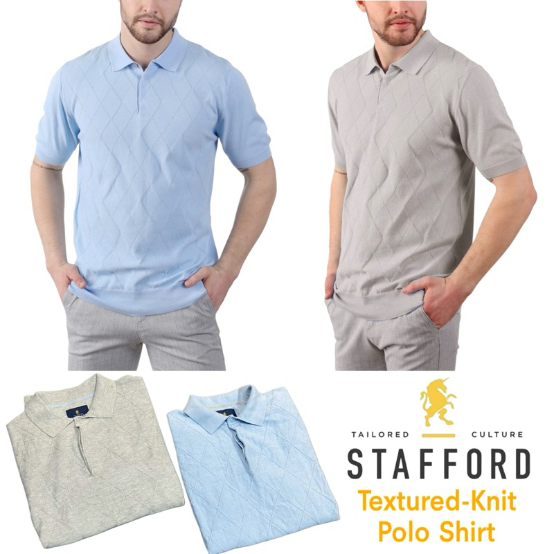 เสื้อคอโปโลแขนสั้น Stafford Textured-knit polo shirt