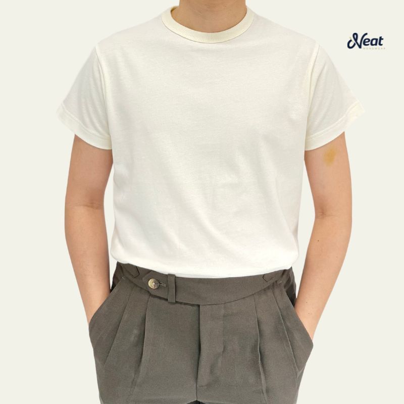 [Ivory]เสื้อยืดคอชิด Vintage Like T Shirt by Neat menswear