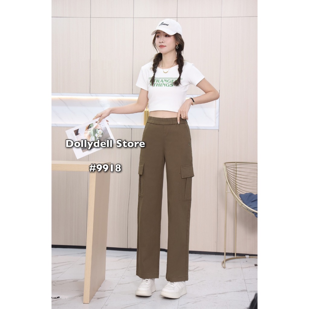 กางเกงคาร์โก้เอวยางยืดผู้หญิงใส่เที่ยวดอลลี่ รุ่น#9918 มี4สี เนื้อผ้าคุณภาพดียืดได้เยอะใส่สบายทรงสวย