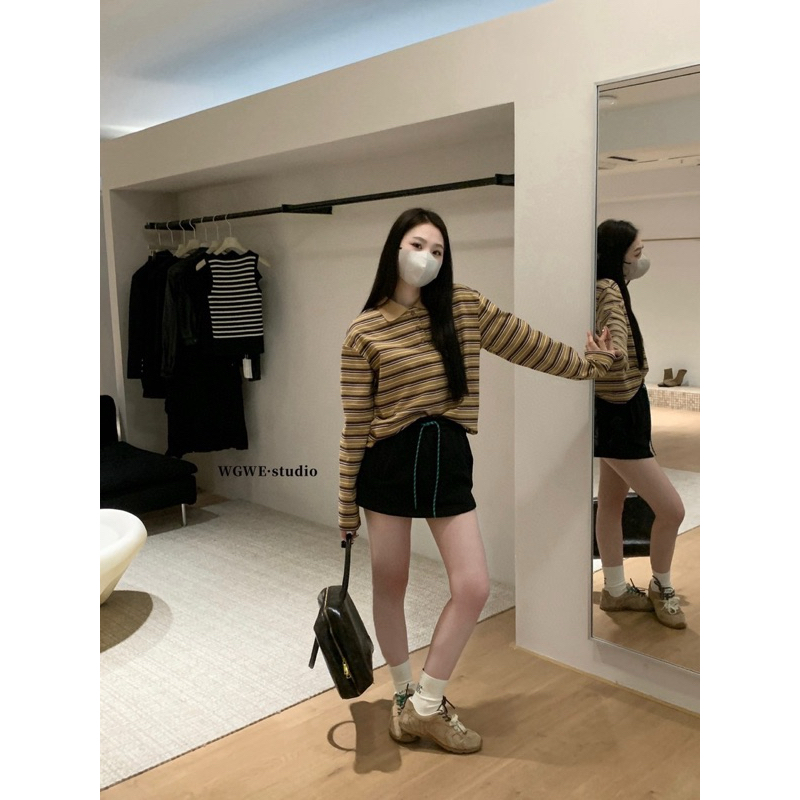 1047 WG.WE mini skort (430฿) กระโปรงกางเกงสั้น เอวสม็อก งานสวย มีเชือกรูดผูกเอว น่ารักมาก มีกระเป๋าข้าง ซับในกางเกง - รูปที่ 3