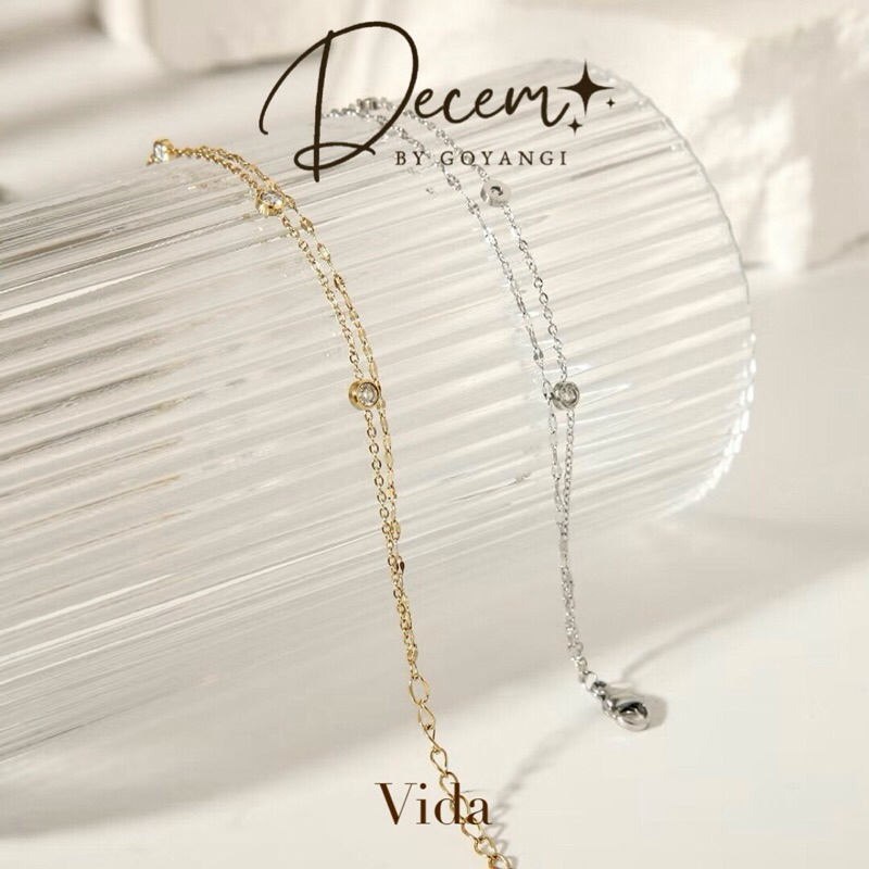 Decem- สร้อยข้อมือรุ่น Vida สองเลเยอร์ สแตนเลสสามารถใส่โดนน้ำได้ ไม่ลอกไม่ดำ มีถุงเก็บแถมให้