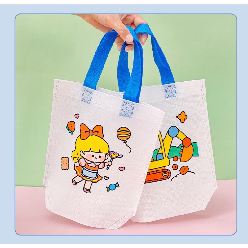 กระเป๋าผ้าระบายสีรูปการ์ตูน 1โหล - รูปที่ 2