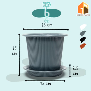 Go Dung Plastic กระถางต้นไม้ ฮีโร่ พร้อมจานรอง 6" 8" 10" 12" 15"