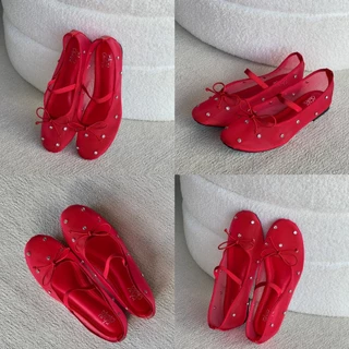 (พร้อมส่ง) CHUUCHOP (size35-43) - Milky mary jane shoes รองเท้าคัชชูติดเพชร ตาข่าย ใส่สบาย ลุคคุณหนู (C8322)