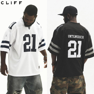 CLIFF แขนสั้นชาย สไตล์อเมริกัน คอวี แมทช์ลุคง่าย oversize