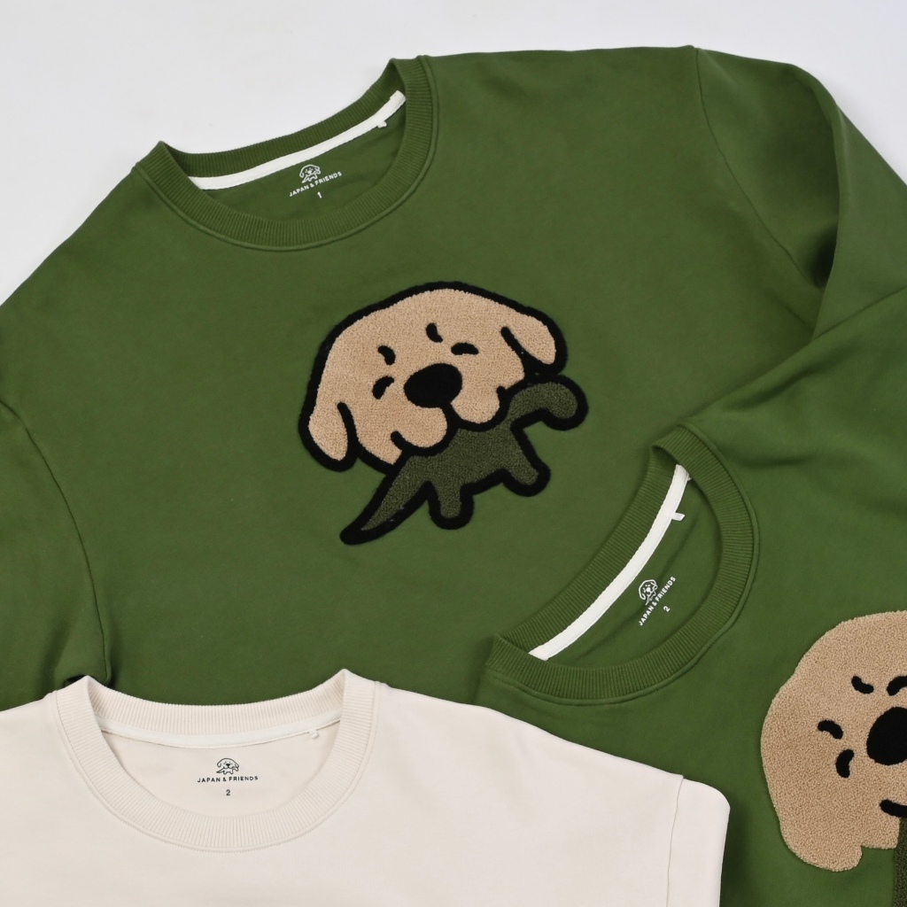 Sweater เสื้อกันหนาวแขนยาว ลายปักขนฟูจุ๊มเหม่งคาบพี่ไดโน่ Unisex