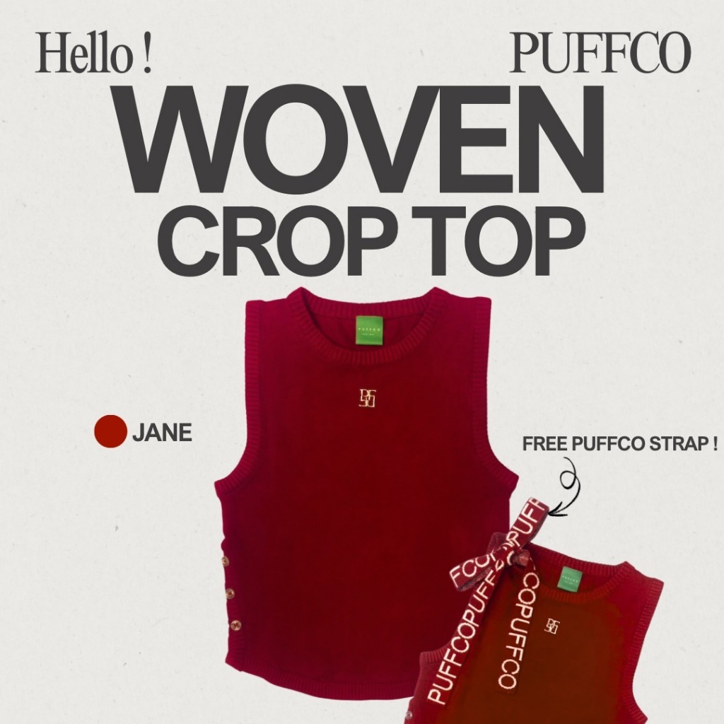 PUFFCOWEAR : Woven crop top