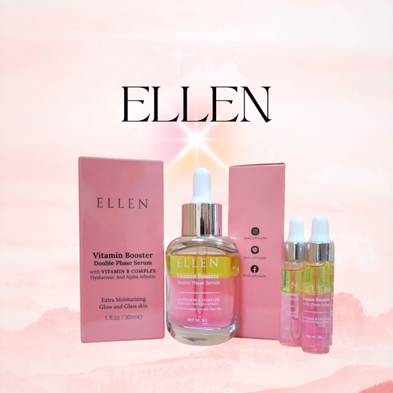 Ellen vitamin booster double phase serum เอเลน วิตามิน บูสเตอร์ ดับเบิ้ล เฟส เซรั่ม 30มล. hyarulonic acid, vitamin B รวม