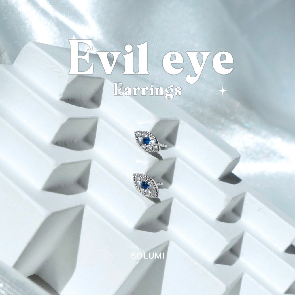 ต่างหูประดับเพชร SOLUMI Evil eye Earrings ต่างหู Nickel free