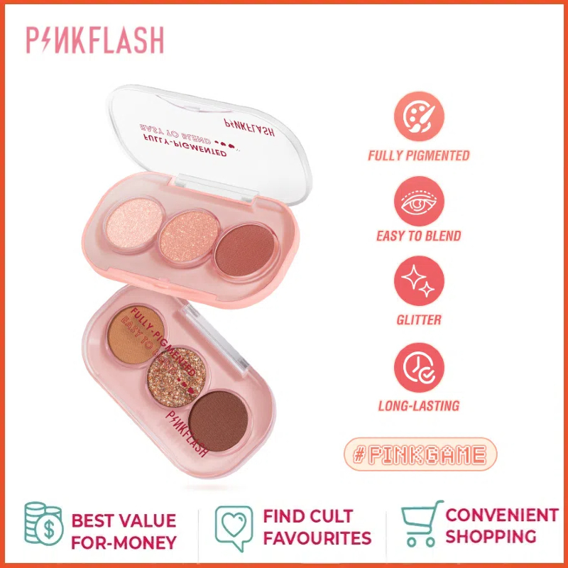 Pinkflash เฉดสีใหม่#Pinkgame พาเลทอายแชโดว์เกม สีชมพู กันน้ํา ติดทนนาน