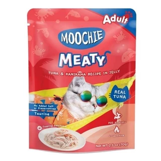 Moochie อาหารเปียกมูชี่ไม่เติมเกลือเพื่อสุขภาพของน้องแมวขนาด 70 กรัม 12ซอง