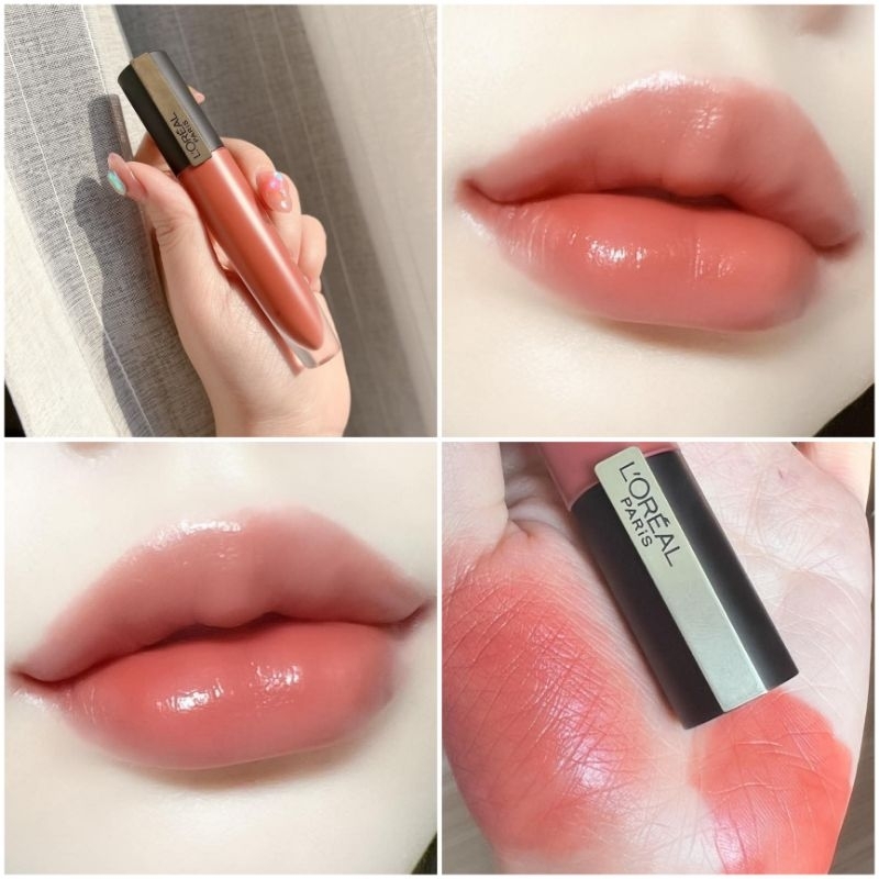 ลิป Loreal Rouge Signature สีนี้คือใช้บ่อยมาก ฟีลลูกคุณ ละมุนๆ ลิปแมทเนื้อน้ำ เบาสบายหนักปาก สีแน่น 