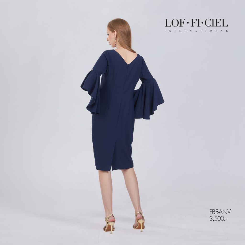 LOF-FI-CIEL فستان بأكمام مكشكشة — كحلي — صورة 3