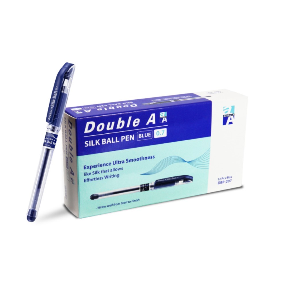 ปากกาลูกลื่น ดับเบิ้ลเอ แบบปลอก ขนาด 0.7 มม. สีน้ำเงิน (จำนวน 1กล่อง 12 แท่ง)