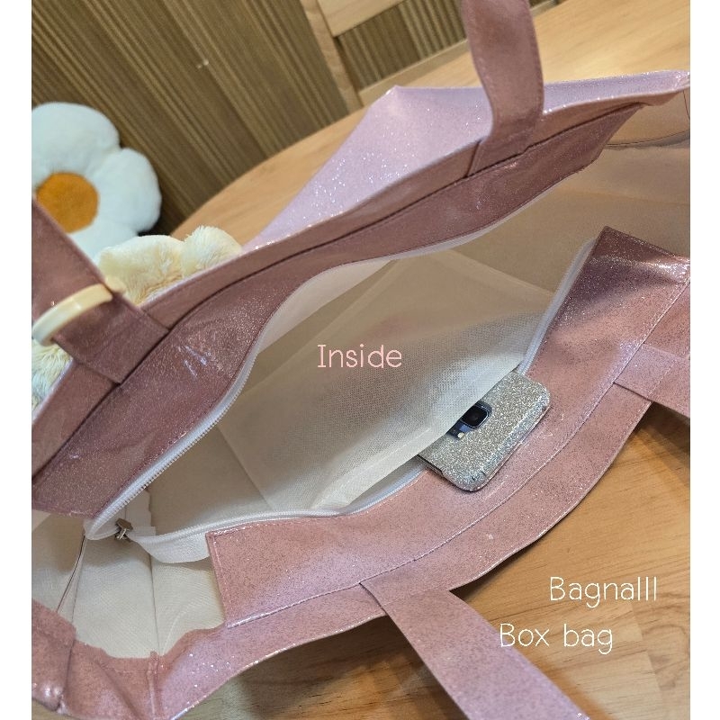 รุ่นBoxBagกระเป๋าหิ้วสะพายข้างกลิตเตอร์กากเพชรรุ่นทรงแนวนอนใส่โน๊ตบุ๊ค,ipad12.9"ใส่แฟ้มขนาดA4ถึงF4