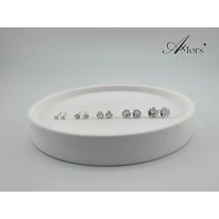 Amors jewelry Earring ต่างหูเพชร CZ กลม เงินแท้ 925 (ราคา 1 คู่)