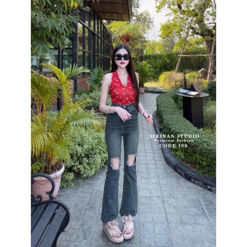 Sirinan Studio ขาม้าขาดเข่ายกก้นผ้าเทพสีสนิม(ผ้ายืด)