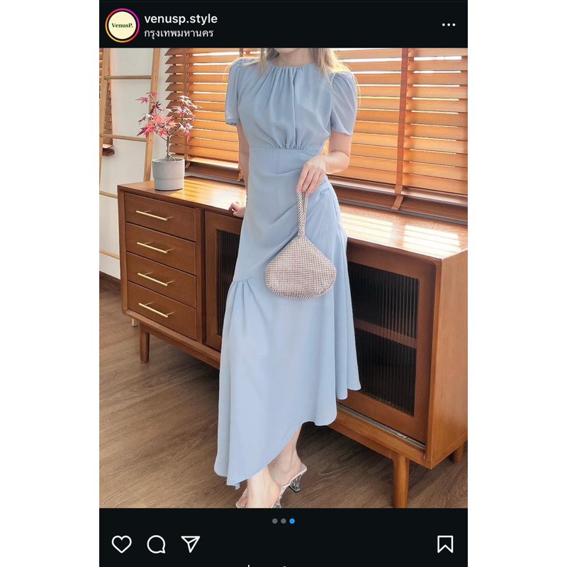 ส่งต่อ✨ ชุดเดรสผ้าชีฟองรุ่น Taylor dress แบรนด์ Venusp.style สี BabyBlue (size S) น่ารักมากกก🩵🩵