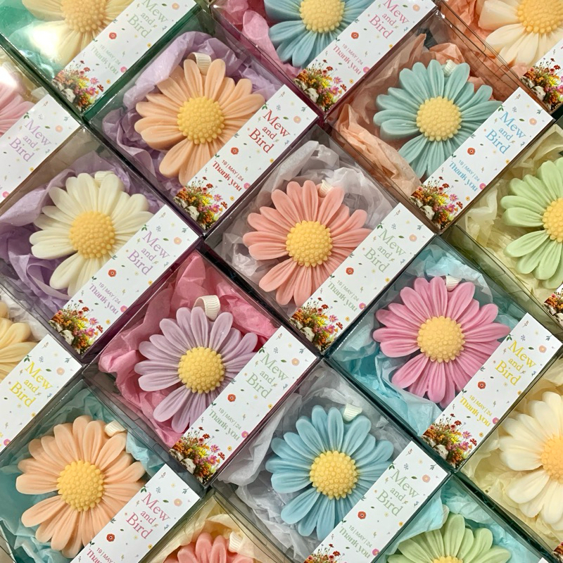 ของชำร่วย ของที่ระลึก แผ่นเทียนหอมกระจ่ายกลิ่น รูปดอกเดซี่-สีพาสเทล ปริมาณมากทักแชท