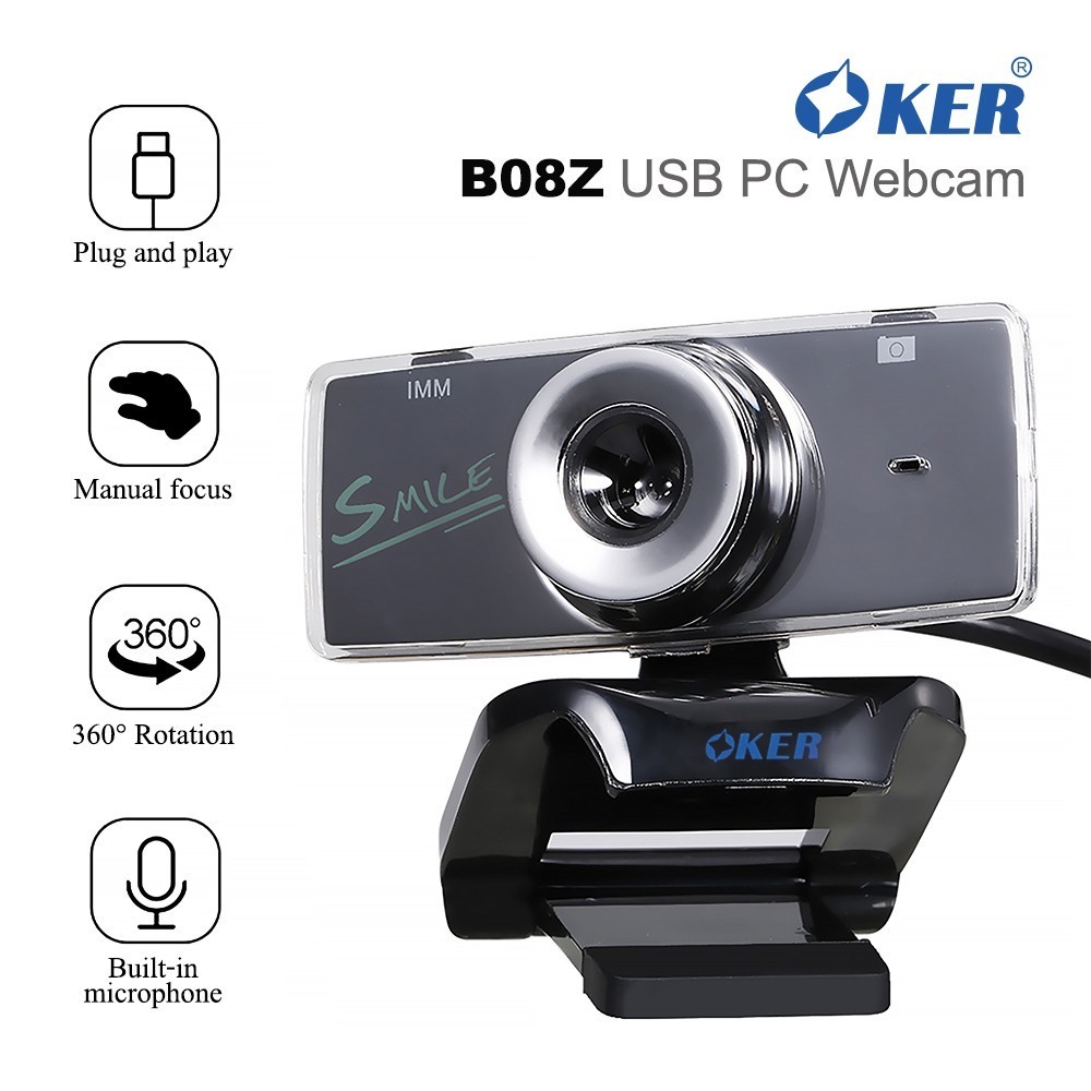 OKER กล้องเว็บแคมหัวเสียบ USB  WEB CAMERA USB PC WEBCAM B08Z