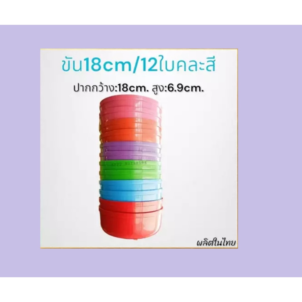 ขันน้ำพลาสติก ขันพลาสติก ขันใส่น้ำ ขันมีด้าม ยกโหลคละสี 12 ใบ