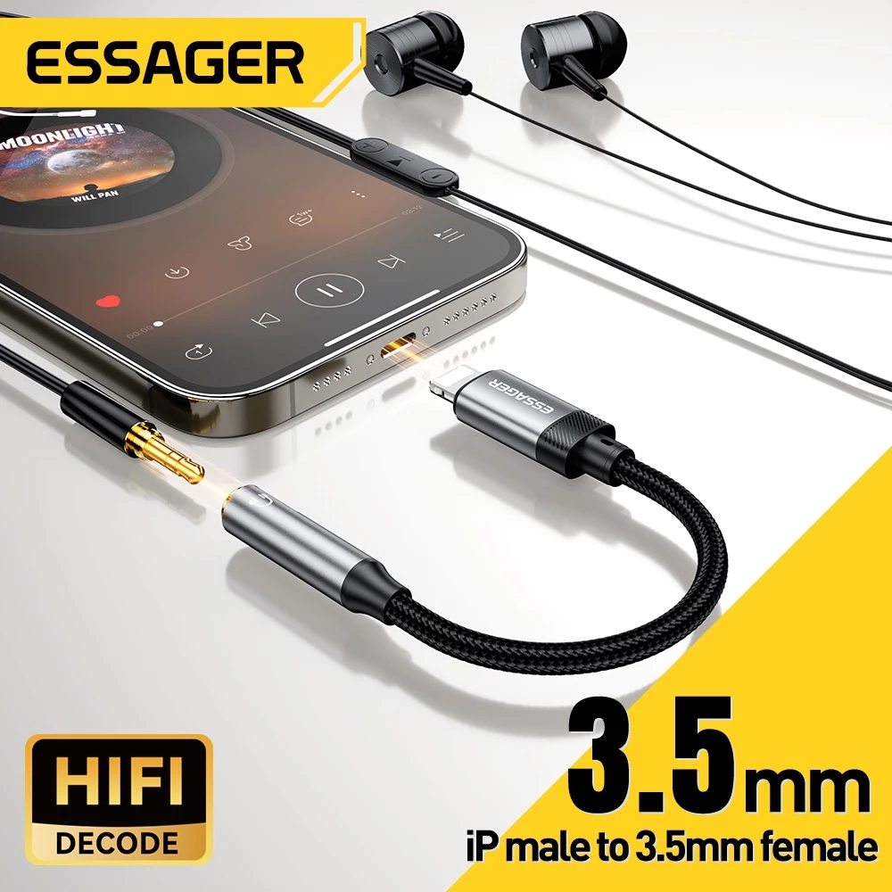 Essager อะแดปเตอร์หูฟัง 3.5MM Type C ios