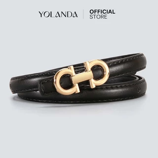 Yolanda เข็มขัดผู้หญิง หนัง PU หัวเข็มขัดทอง ดีไซน์คลาสสิก สไตล์เกาหลี เส้นเล็ก ใส่ง่าย แมทง่าย ใส่ได้ทุกวัน FF1609