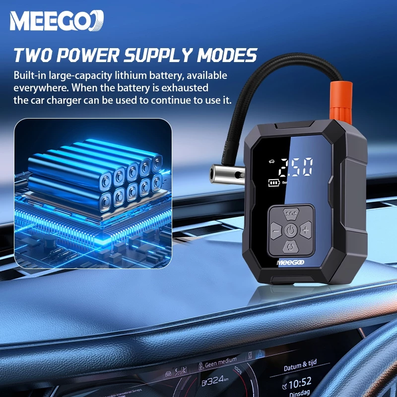 MeeGoo เครื่องปั๊มลมแบบพกพา เครื่องสูบลมไฟฟ้า Electric Air Pump ที่เติมลมยางรถ มัลติฟังก์ชั่น thumbnail 6