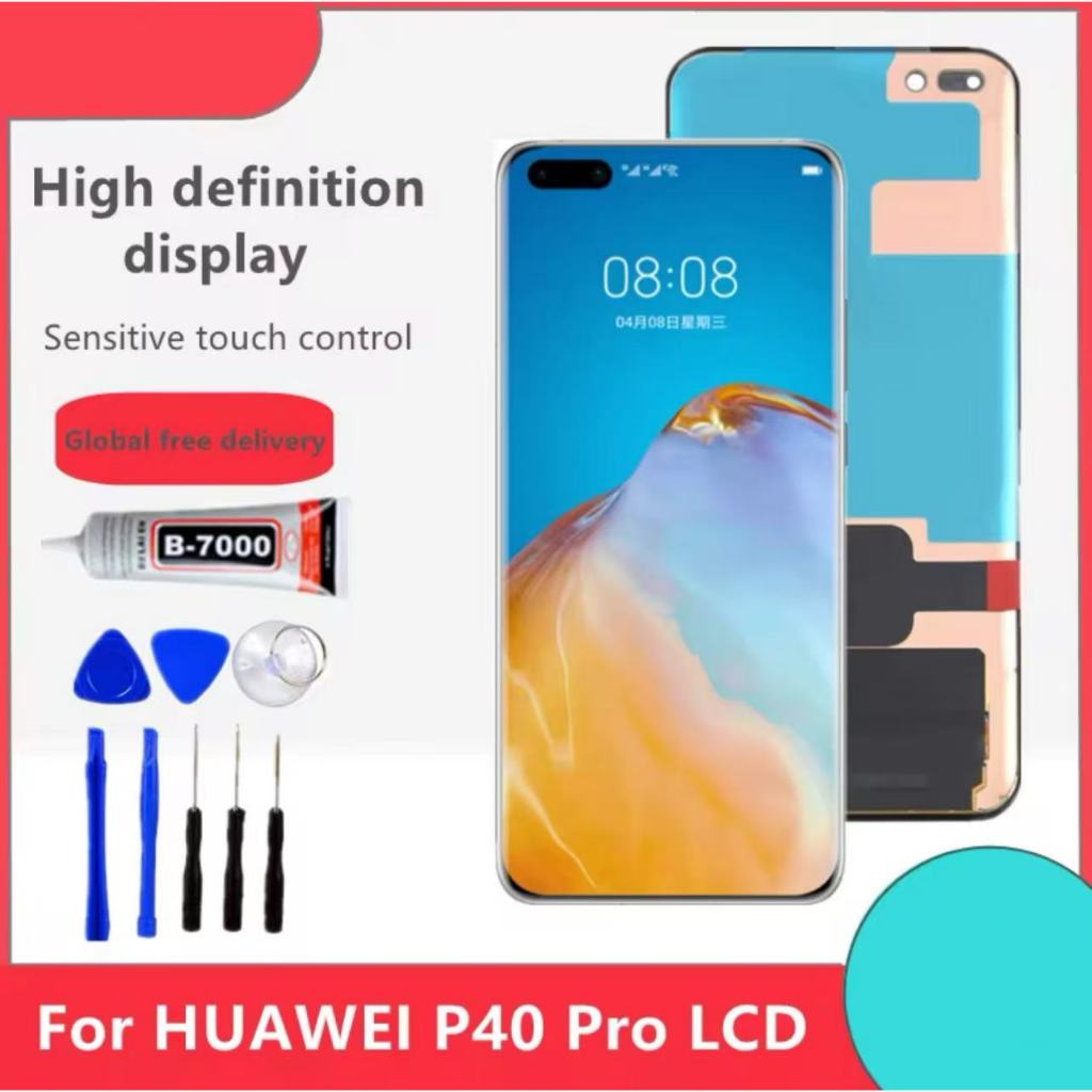ต้นฉบับสำหรับ Huawei P40 Pro Display Screen Digitizer พร้อมแผงสัมผัสสำหรับ p40pro ELS-NX9 ELS-N04 ELS-AN00 ELS-TN00 WITH