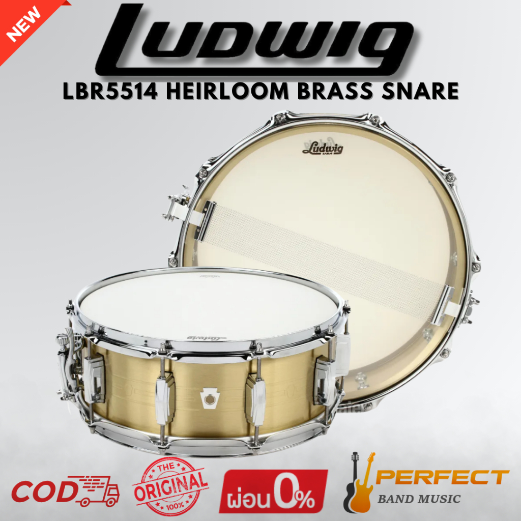กลองสแนร์ LUDWIG LBR5514 Heirloom Brass Snare 5.5×14 [ผ่อน 0% 10เดือน]